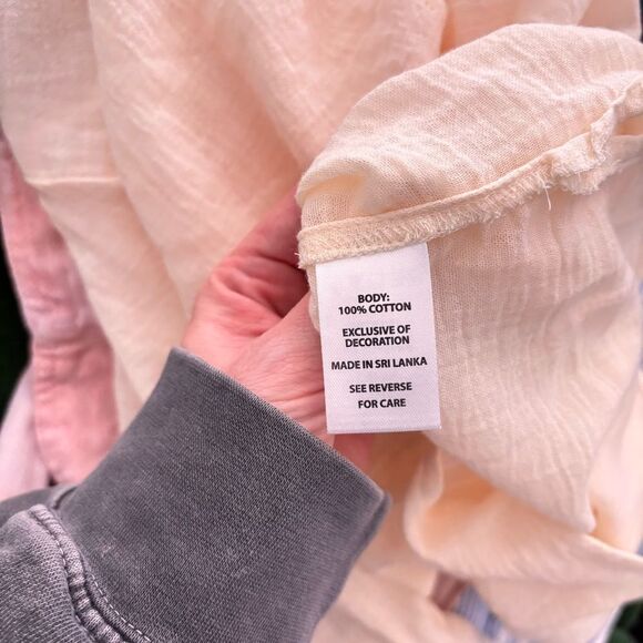 Spartina 449 Tunic Top M Light Beige Rust Brownish Red Pink Embroidered Detail - Picture 5 of 5